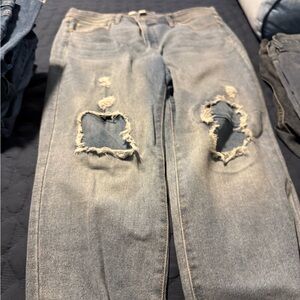 Vintage America distressed weekend crop women’s jeans.